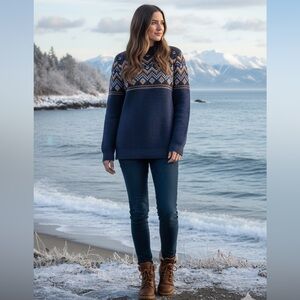 Vintage L.L Bean knit sweater fair isle 100% Organic Cotton